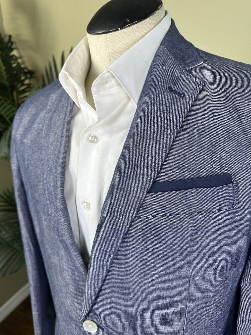 Zara Man 40R Linen Cotton Denim Elbow PREP patch light part lining